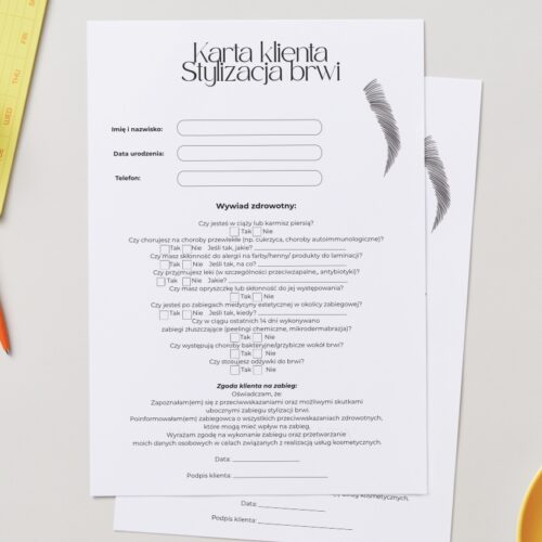 Zestaw 3 kart zabiegowych: brwi+ rzęsy+ henna ust